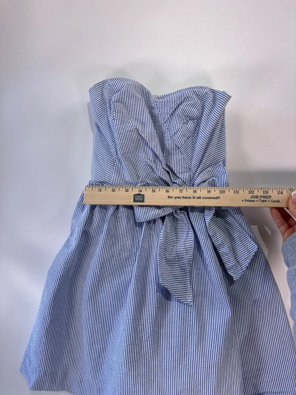 Lilly Pulitzer Womens Strapless Seersucker Bow Dress XS Blue - Picture 11 of 11